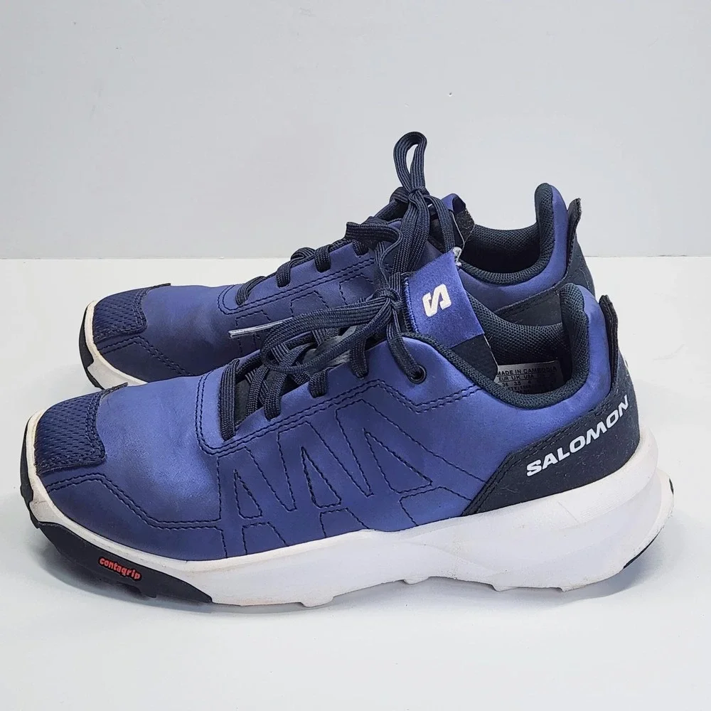 Salomon Shoes Youth Size 4 Blue Contagrip Low Top Trail Running Sneakers 472810